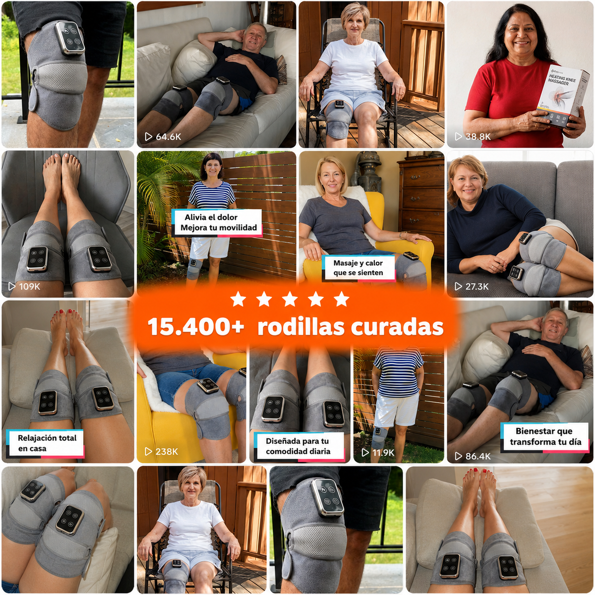 Masajeador de rodilla con terapia de calor